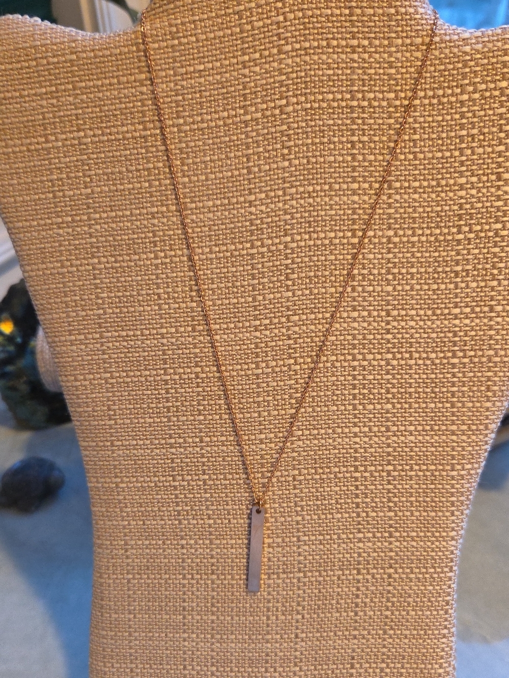 Minimalist Rose Gold Bar Pendant Necklace